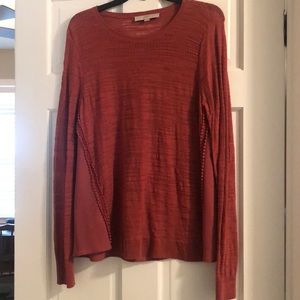Rust mixed media sweater blouse